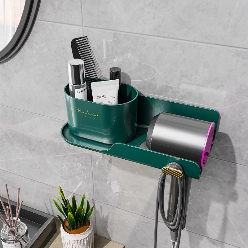 珈尊吹风机置物架壁挂式免打孔卫生间电吹风支架浴室风筒收纳挂架