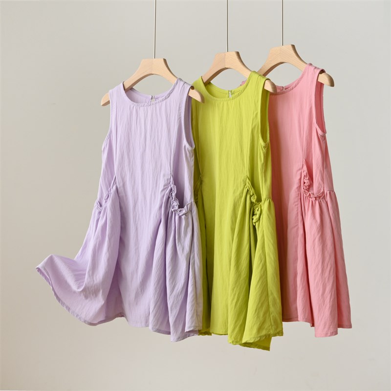 薄款凉感A字裙 儿童垂感无袖背心裙 女童连衣裙 中大童夏款童装