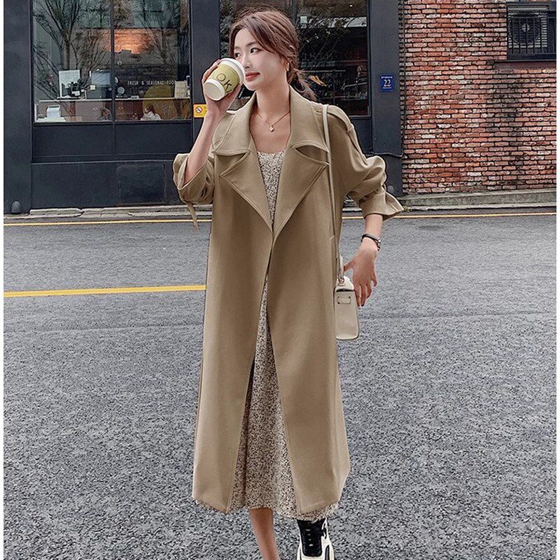 风衣外套女2024春秋新款中长款高级感小个子又a又飒大衣外套女