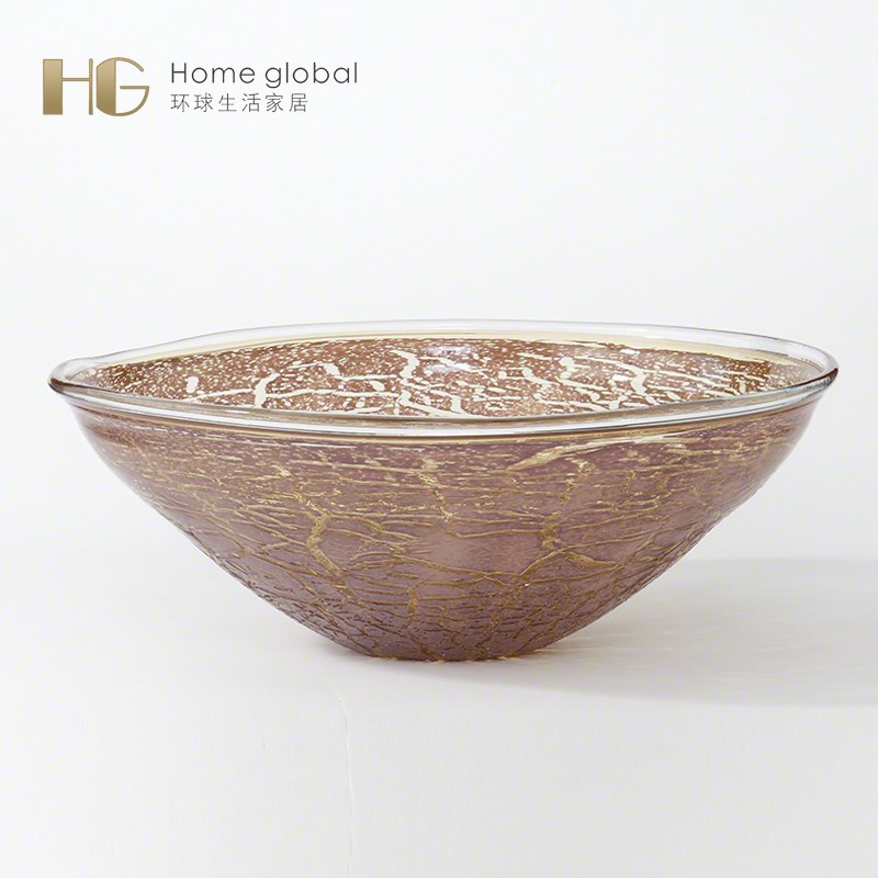 悦生活样板房间软装设计师蓝色玻璃碟水果盘轻奢装饰波兰玻璃摆件