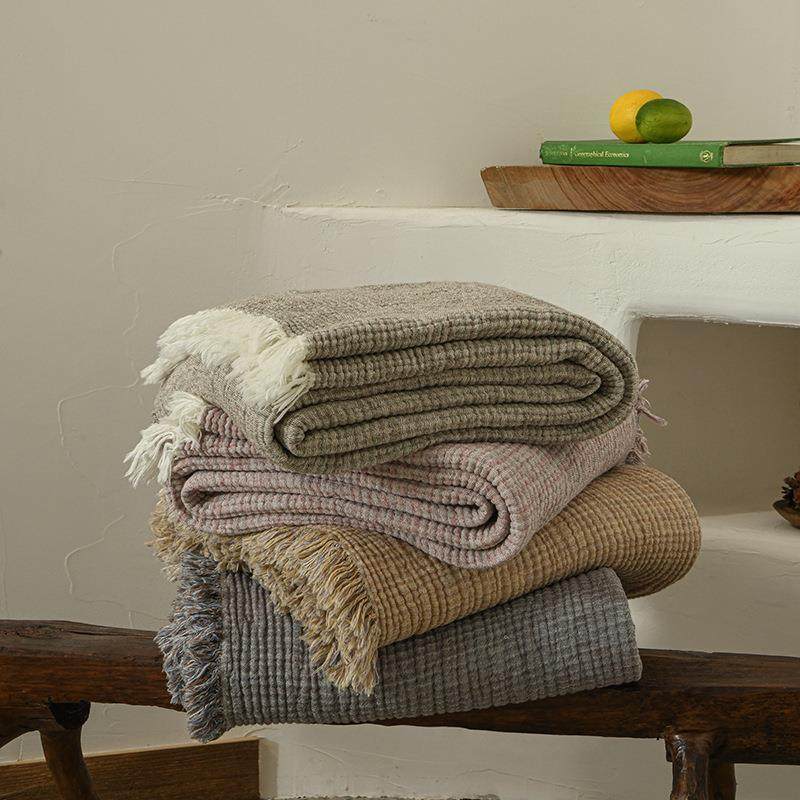 全棉单人流苏盖毯小清新提花可水洗午睡盖毯旅行毯办公室毛巾被++,纺织面料/辅料/配套,纺织机械配件,淘宝优惠券,粉丝福利购,淘宝优惠卷