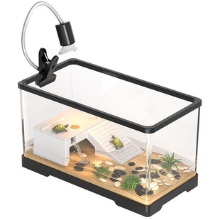 乌龟饲养缸带盖带晒台生态造景家用小型爬宠饲养箱桌面客厅小鱼缸