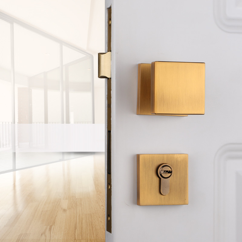 依佰利仿古门锁美式室内正方形门把手欧式古铜做旧球形静音房门锁