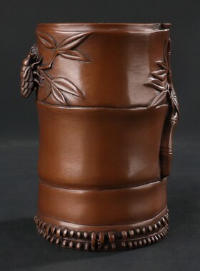 大仕缘 紫铜工艺品笔筒书房摆件商务办公送老师礼品文房蝉竹笔筒