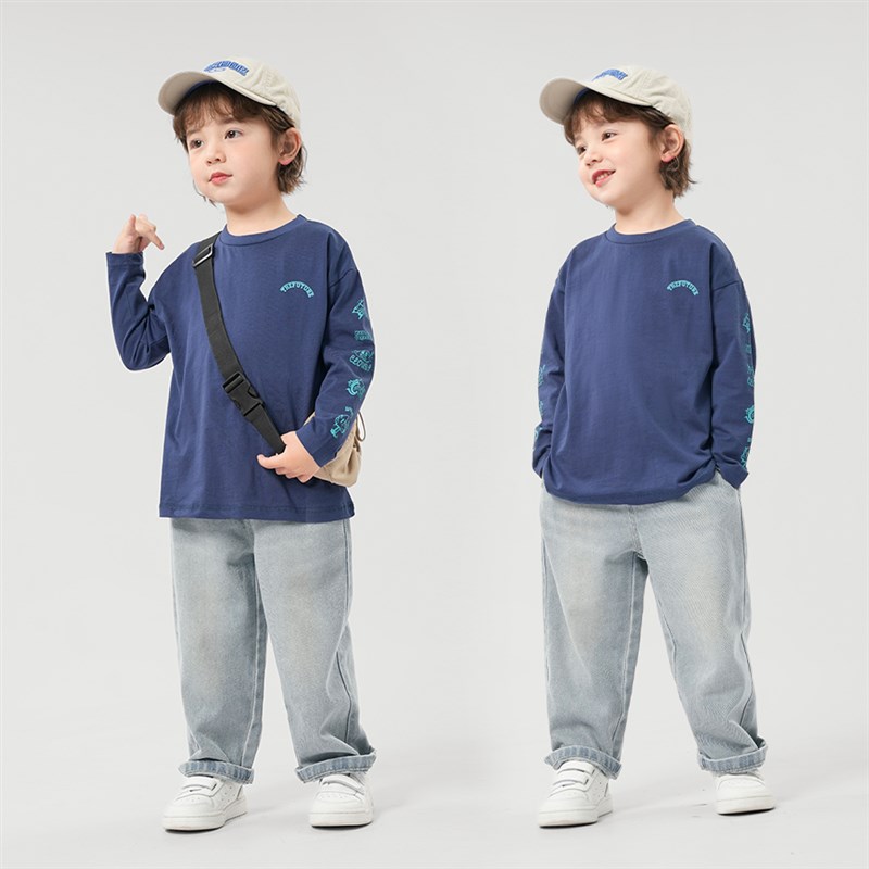 右欧女童牛仔裤洋气时尚童装2025春季新款儿童裤子宽松男童休闲裤