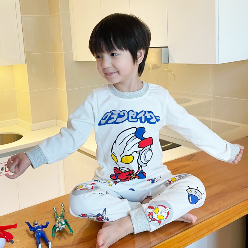 男童睡衣春秋款纯棉女童宝宝秋冬全棉卡通圆领秋衣秋裤家居服套装