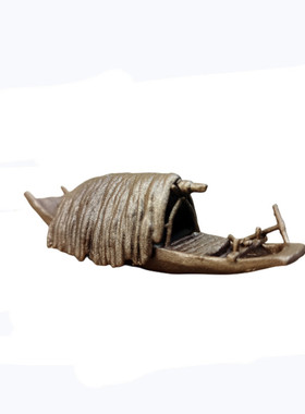 中式装饰摆件 桌面摆景配饰 草棚船 复古国韵小舟 山石盆景水族船