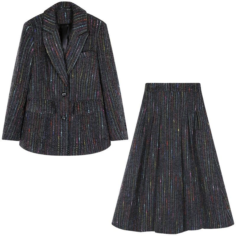 落落狷介冬装搭配一整套秋冬款女毛呢西装套装裙小个子穿搭半身裙,女装/女士精品,时尚套装,淘宝优惠券,粉丝福利购,淘宝优惠卷