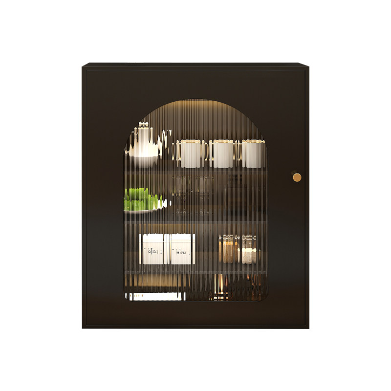 意式复古壁炉装饰柜客厅玄关黑色柜子简约展示柜拱形置物架餐边柜