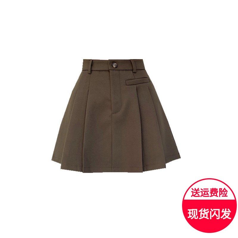 西装面料半身裙女大码胖mm高腰显瘦A字裙短款防走光黑色百褶裙夏