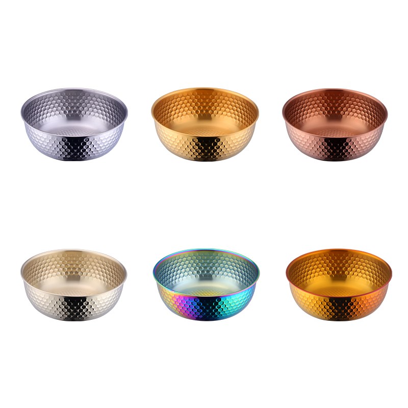 不锈钢韩式沙拉碗泡面碗锤纹冷面碗大汤碗烘焙搅拌盆料理盆打蛋盆