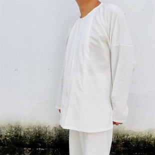 春秋唐制汉服中衣男女休闲宽松圆领衫铠甲内搭纯棉汗衫中式复古装