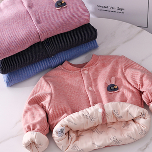 蚕丝加厚棉服女童外套冬装保暖内胆儿童发热德绒上衣内穿校服神器