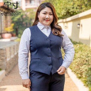 大码马甲女款2024新款春秋胖mm无袖短款背心配衬衫两件套西装马夹