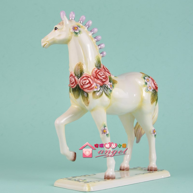 方亚马到成功玫瑰马陶瓷摆件生日礼品创意家居礼品玄关酒柜摆件
