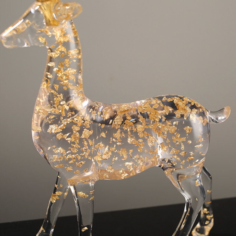 轻奢透明金箔麋鹿摆件高档家居客厅酒柜电视柜摆设乔迁新居装饰品,家居饰品,装饰摆件,淘宝优惠券,粉丝福利购,淘宝优惠卷