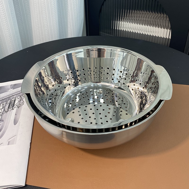小怪兽304不锈钢洗菜滤水篮水果洗菜篮沥水盆家用厨房圆形漏盆