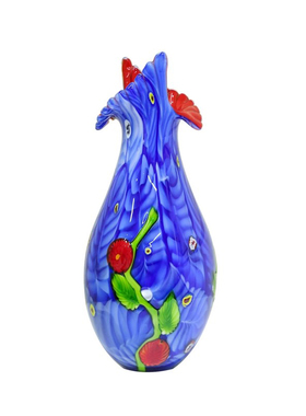 多彩琉璃蓝色艺术花瓶摆件客厅酒店餐桌插花花器玄关软装饰品摆设