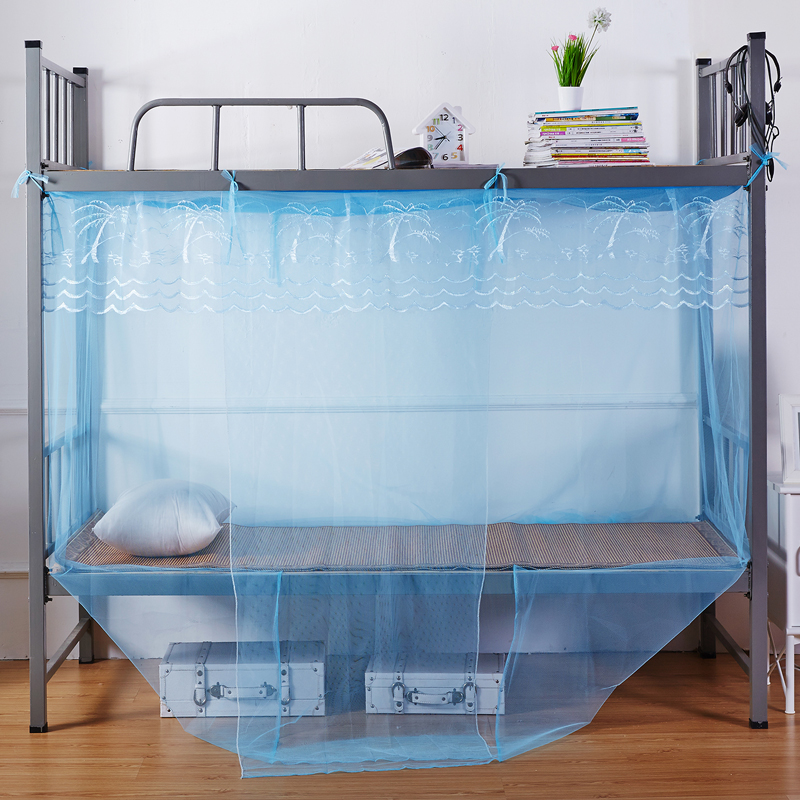 学生宿舍加密同色防尘顶蚊帐单人床上下铺寝室方顶1米/1.2M/1.5