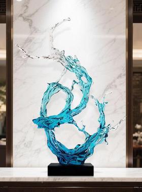酒新款现代店明装饰036品抽象堂雕塑透工艺品时尚大艺术品摆件软