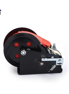 手动绞盘提升机绞盘黑KW1200织喷塑底壳2500磅(lb色s)配带游艇绞