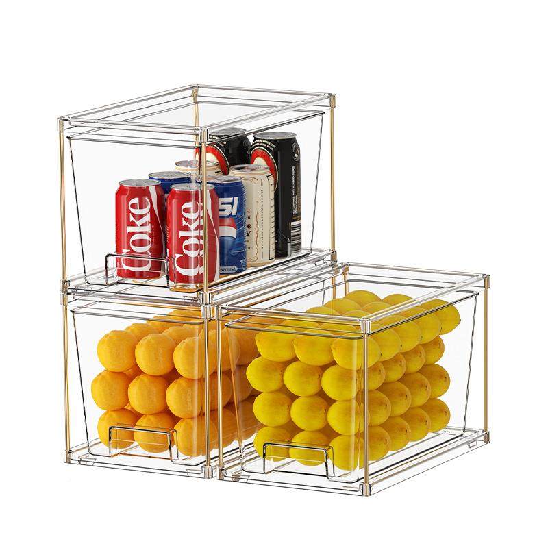 可叠加抽4拉式屉收纳盒厨冰箱房置物架家用水抽果零ESU食盒2个装3