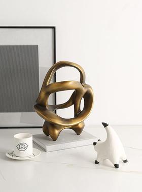 极复古风抽象古铜塑FC-SZ240色飘带小售楼处酒店创意家居桌面艺术