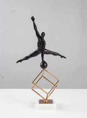 欧艺式轻奢装饰摆件大件石底座铁摆件三铁艺摆件理样板间三件铁艺