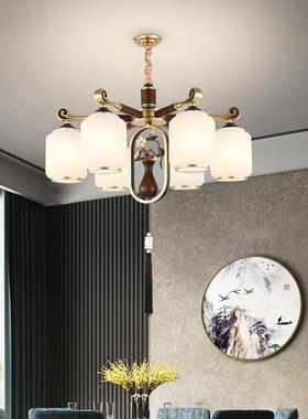 新实中式铜客厅吊灯卧室餐厅书房中国风大气全珐80163琅彩高档灯