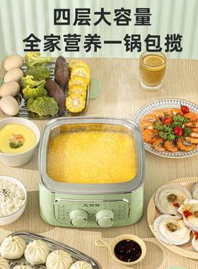 单双旋钮款电蒸蒸锅一体多功大容量蒸透17152锅多层能可视明蒸笼