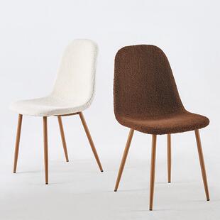 绵极简绒皮餐椅家用意式轻高密度海创意洽谈奢办餐椅公椅子靠椅背