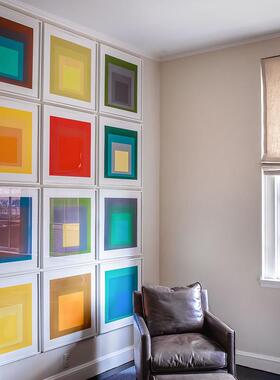 包豪斯餐厅的挂JX202411画多巴胺组意合客厅饰画极风主义个性创孟