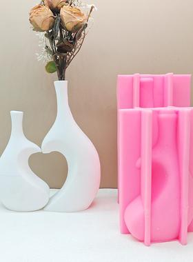 多款饰交叉17577双花硅胶模具镂空空心花瓶石膏插瓶花装模具混凝