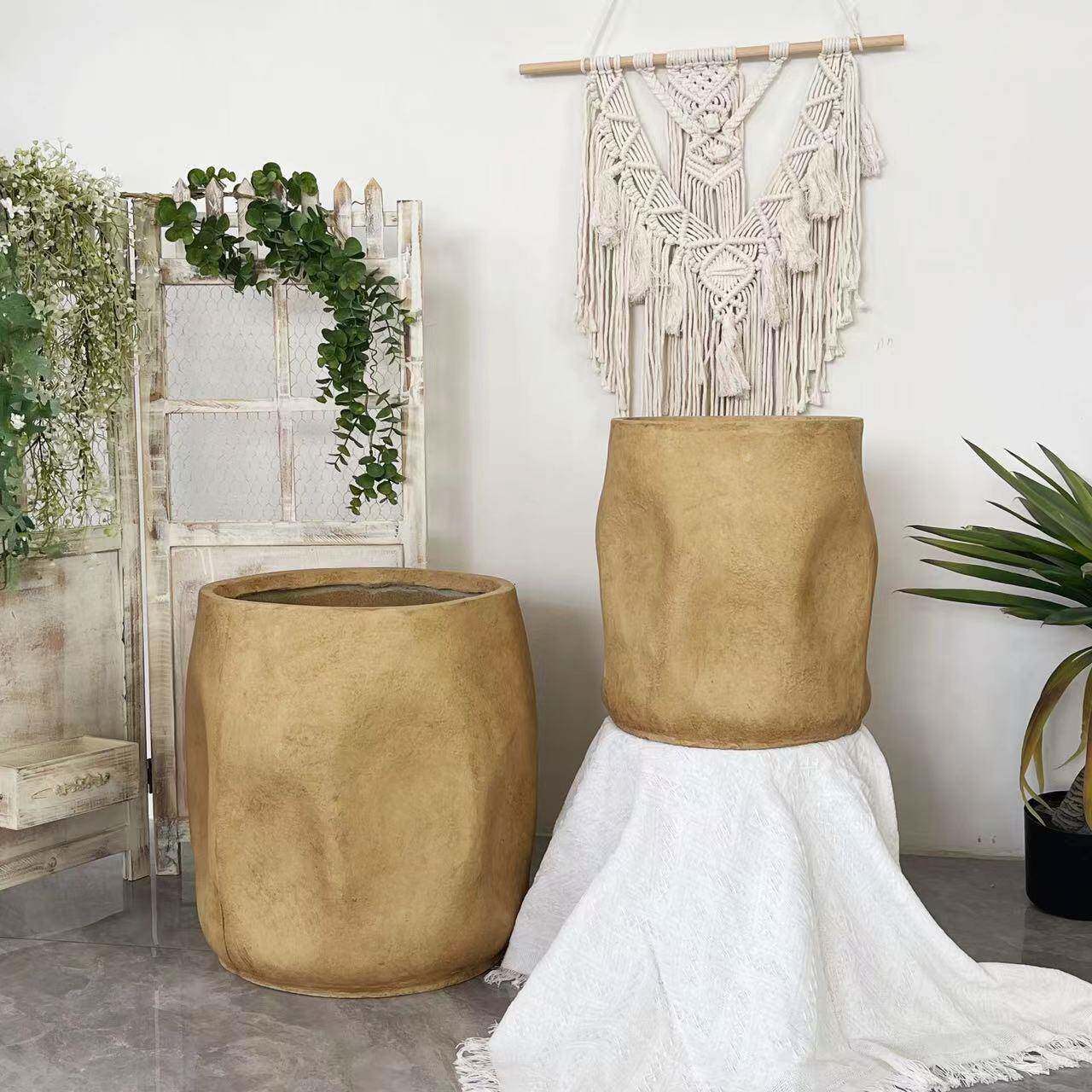 北欧风泥极简镁花盆轻奢商现代装饰地大花盆场别墅家落居GIT摆件