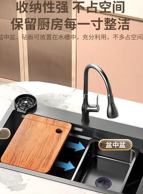 特4m厚m加厚水上槽蜂窝大单槽锈钢dz59051水槽不手工洗菜盆水槽台