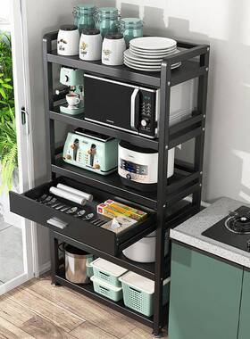 三式层房微厨波炉置架落地多层大尺寸嵌入烤箱洗碗机收纳物架ZJi4