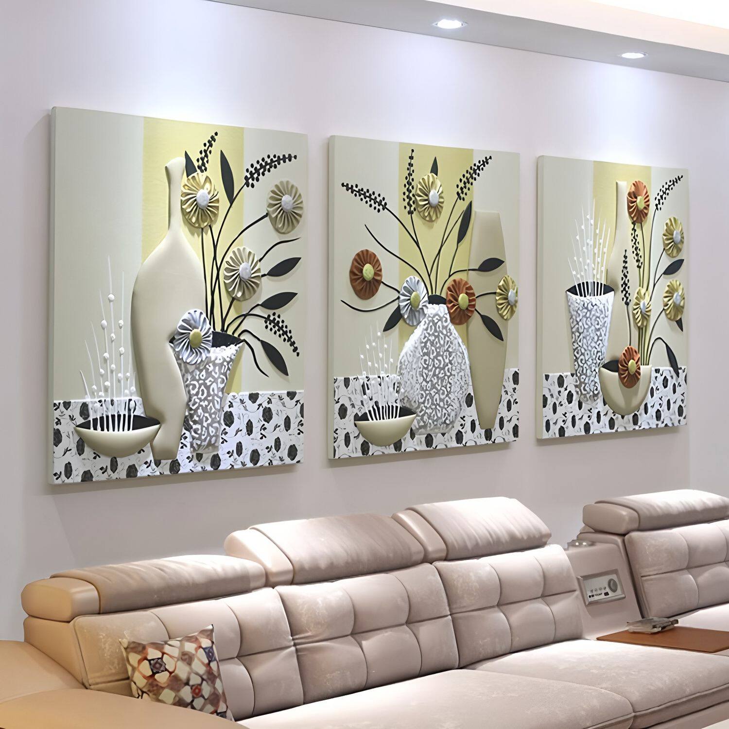 高档3D立体浮雕客厅装饰画大气沙发背景墙挂画现代简约餐厅墙壁画