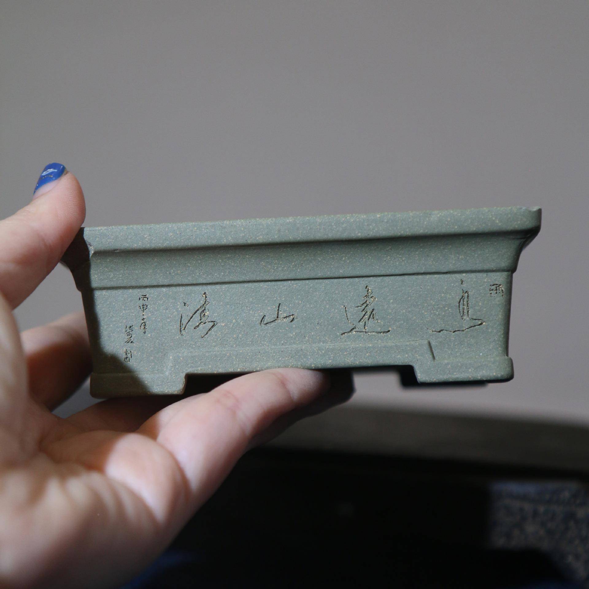 紫砂花盆工盆盆景手盆微型盆上栽小盆古典马槽tb-88947盆刻掌绘盆