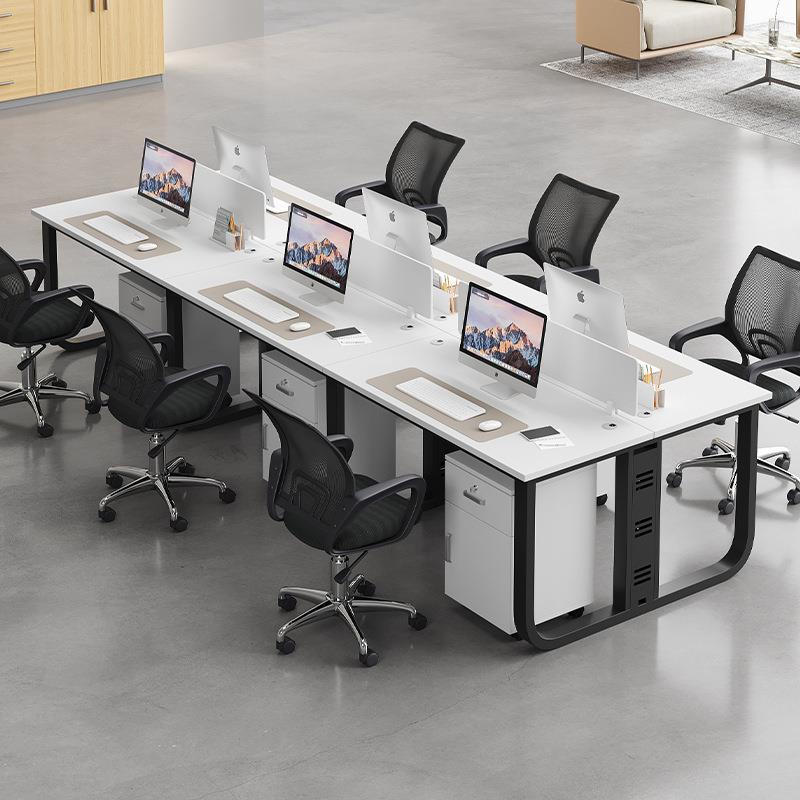 现/简约办公桌员工位办室495四人位46人屏风卡座代白色职员工作公