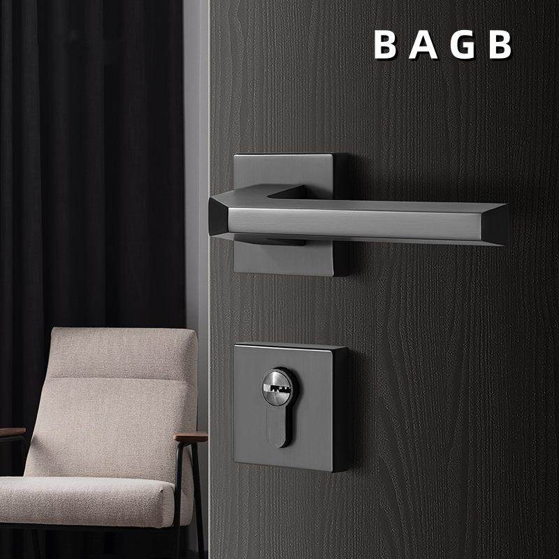 BAB美G灰色内室门锁式北欧式351简约卧室房间门锁磁吸静音黑灰分