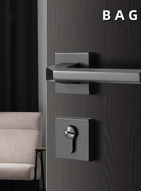 BAB美G灰色内室门锁式北欧式351简约卧室房间门锁磁吸静音黑灰分
