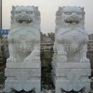 厂石075雕麒庭一对大型公司工门前院别墅门麟口大理石花岗石园林