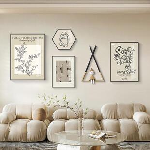 法式北复古小客厅装饰画ins众艺术KT-艺术壁画欧景风沙发背墙挂画