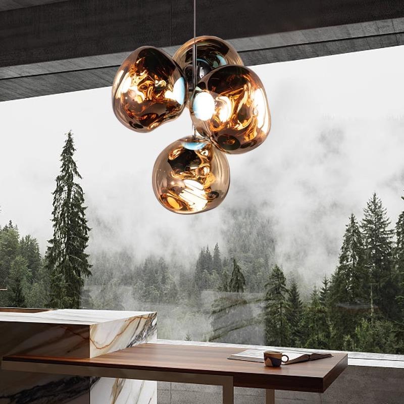 北欧餐厅台熔岩吊灯高级感餐极简约四饭厅头岛台384桌酒吧吊灯客