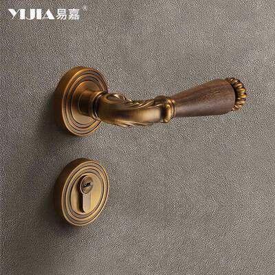 新式高磁档室内卧室房间门木锁72F034复古胡桃门把中手分体静音吸