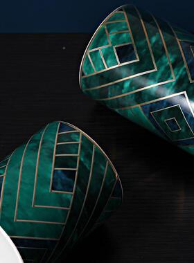 欧奢风高款祖母物绿密封陶瓷罐子花北茶VWF收轻纳罐创意储罐摆件