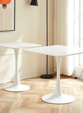 简约现代台家白色方用形AHQ餐桌小户型饭桌奶咖茶店啡洽谈接待阳