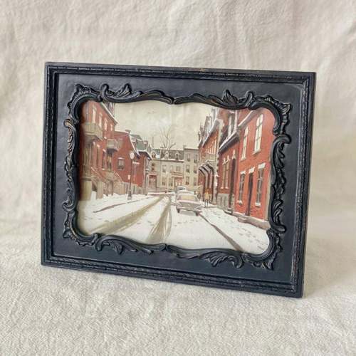 中古黑画框7寸脂相框台欧式复古雕树花照ZXW164A-片墙组合色挂画