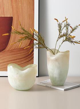 现代ins风创意渐变扁口色璃板花瓶样房客FB-E2502厅餐桌高级感家