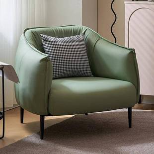 轻奢单人沙发椅家用简约小户型客厅卧室公寓酒店接待皮艺懒人沙发